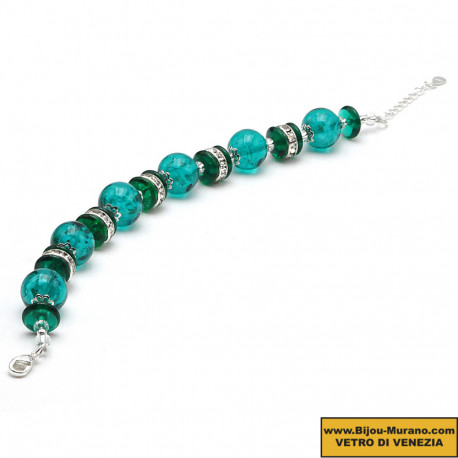 Green emerald bracelet in genuine murano venice glass