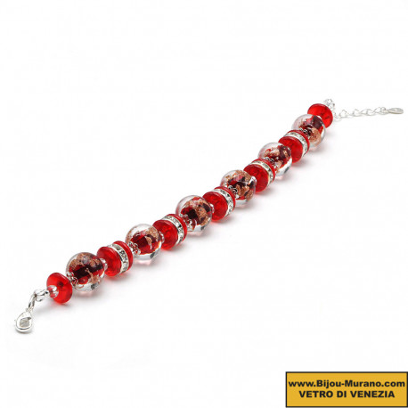 Rotes armband aus echtem murano-venedigglas