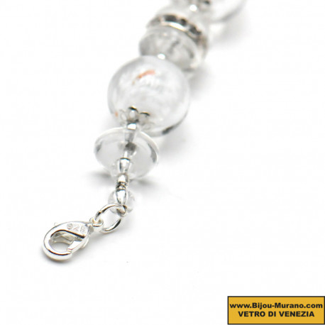 White bracelet in genuine venice murano glass