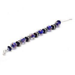 Blue cobalt and aventurine murano glass bracelet in real venice glass