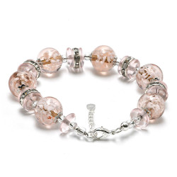 Pink murano glass bracelet genuine venice glass