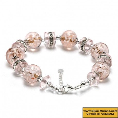 Pink murano glass bracelet genuine venice glass