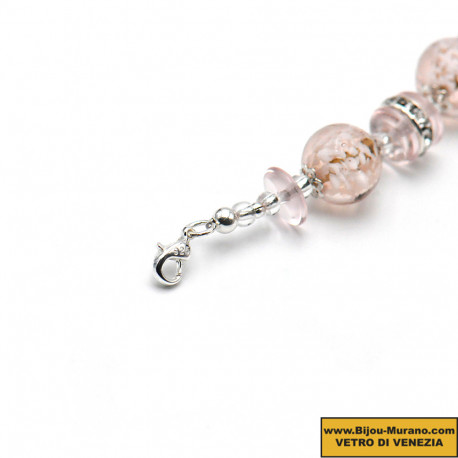 Pink murano glass bracelet genuine venice glass