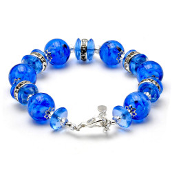 Navy blue murano glass bracelet in genuine venice glass