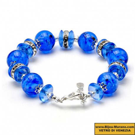 Navy blue murano glass bracelet in genuine venice glass