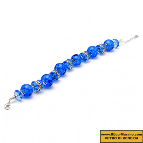 Navy blue murano glass bracelet in genuine venice glass