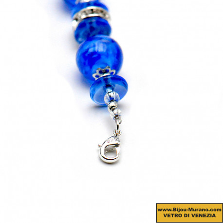 Bracelet bleu marine en veritable verre de murano venise