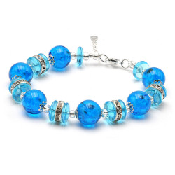 Donatello bracelet bleu ciel en veritable verre de murano venise