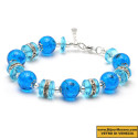 Donatello blue sky murano glass bracelet in genuine venice glass