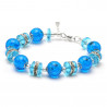 Blue sky murano glass bracelet in genuine venice glass