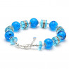 Blue sky murano glass bracelet in genuine venice glass