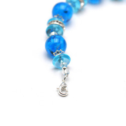 Blue sky murano glass bracelet in genuine venice glass