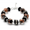 Black and aventurine murano glass bracelet in genuine venice glass