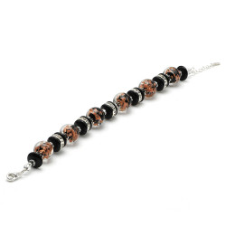 Black and aventurine murano glass bracelet in genuine venice glass