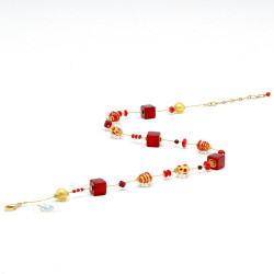 Collier rouge et or en verre de Murano