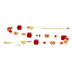 Collana rossa e oro in vetro di Venezia