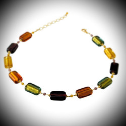 Collier or en véritable verre de murano de venise
