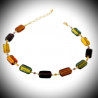 Collier or en véritable verre de murano de venise