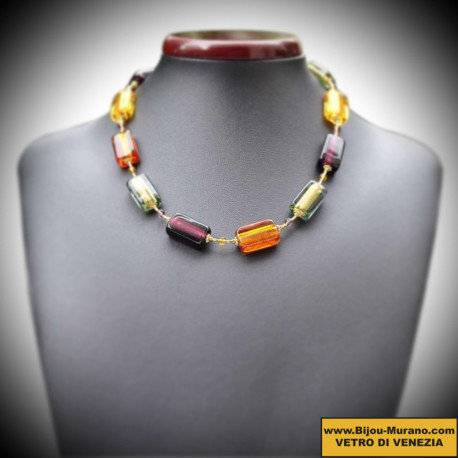 Necklace gold murano glass