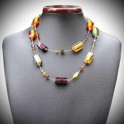 Four seasons, long fall, a necklace of venice beautiful, gold jewellery and murano glass italy