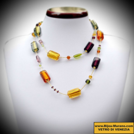 Four seasons, long fall, a necklace of venice beautiful, gold jewellery and murano glass italy
