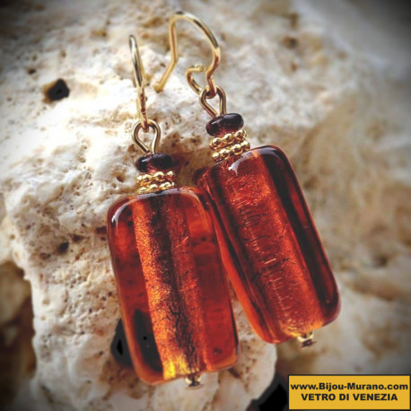 Earrings amber genuine murano glass of venice