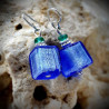 Earrings murano silver blue real glass from venice