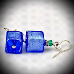 Earrings blue silver murano glass of venice