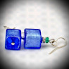 Earrings blue silver murano glass of venice