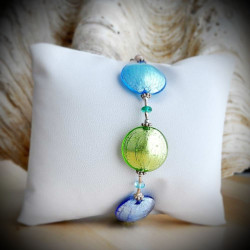 Bracciale verde blu autentico vetro di murano di venezia
