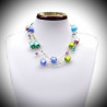 Necklace blue green murano glass of venice real