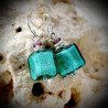 Earrings silver green genuine murano glass of venice