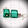 Earrings silver green genuine murano glass of venice