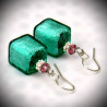 Earrings green genuine murano glass of venice