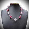 Necklace jo-jo silver and pink short-murano glass of venice