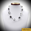 Jo black and silver necklace with genuine murano glass from venice