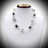 Necklace black and silver murano glass of venice