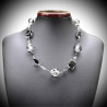 Collar jo silver and black simple round murano glass of venice