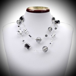 Jo black and silver necklace long genuine glass venetian murano