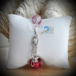 Jo pink and silver bracelet with genuine murano glass from venice