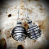 Earrings glass venetian black and silver