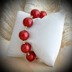 Armband aus echten murano-glas-ball-rot und gold-in venedig