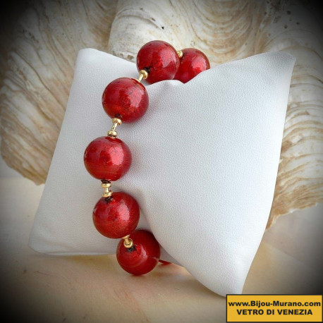 Armband aus echten murano-glas-ball-rot und gold-in venedig