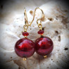 Earrings red murano glass of venice