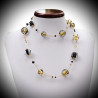 Necklace in murano glass venetian black and gold long