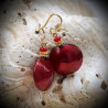 Earrings, murano glass venetian pastiglia red