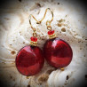 Earrings red murano glass venice pastiglia red