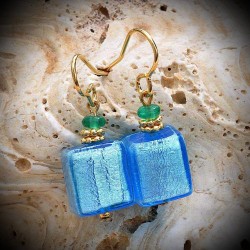 Ohrringe blau aquamare gold, echten murano-glas aus venedig