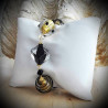 Bracelet black and gold genuine murano glass of venice