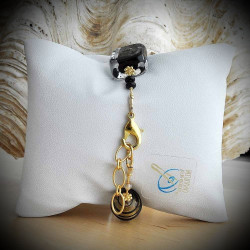 Bracelet genuine murano glass black and gold of venice